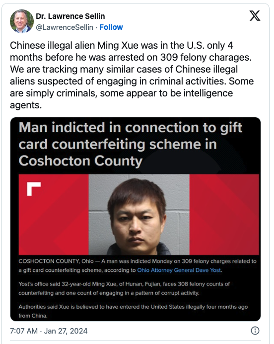偷渡华人男子在美遭控309项罪 伪造礼品卡案引警方关切