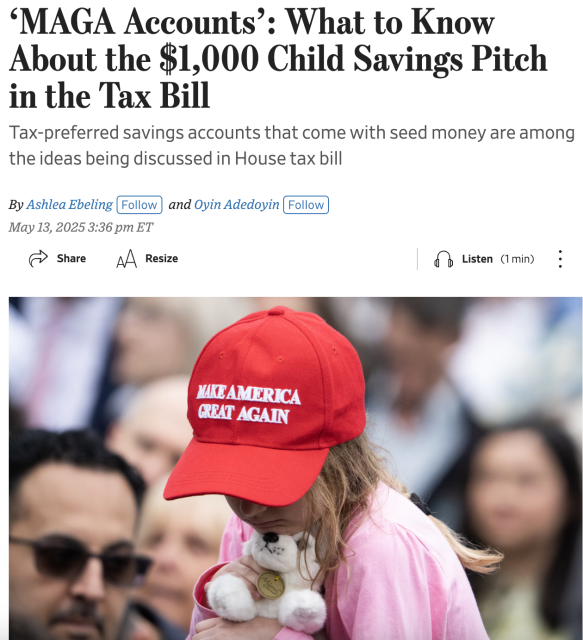 要发钱了？共和党要为每名新生儿奖励$1000 为其设立“MAGA储蓄账户”