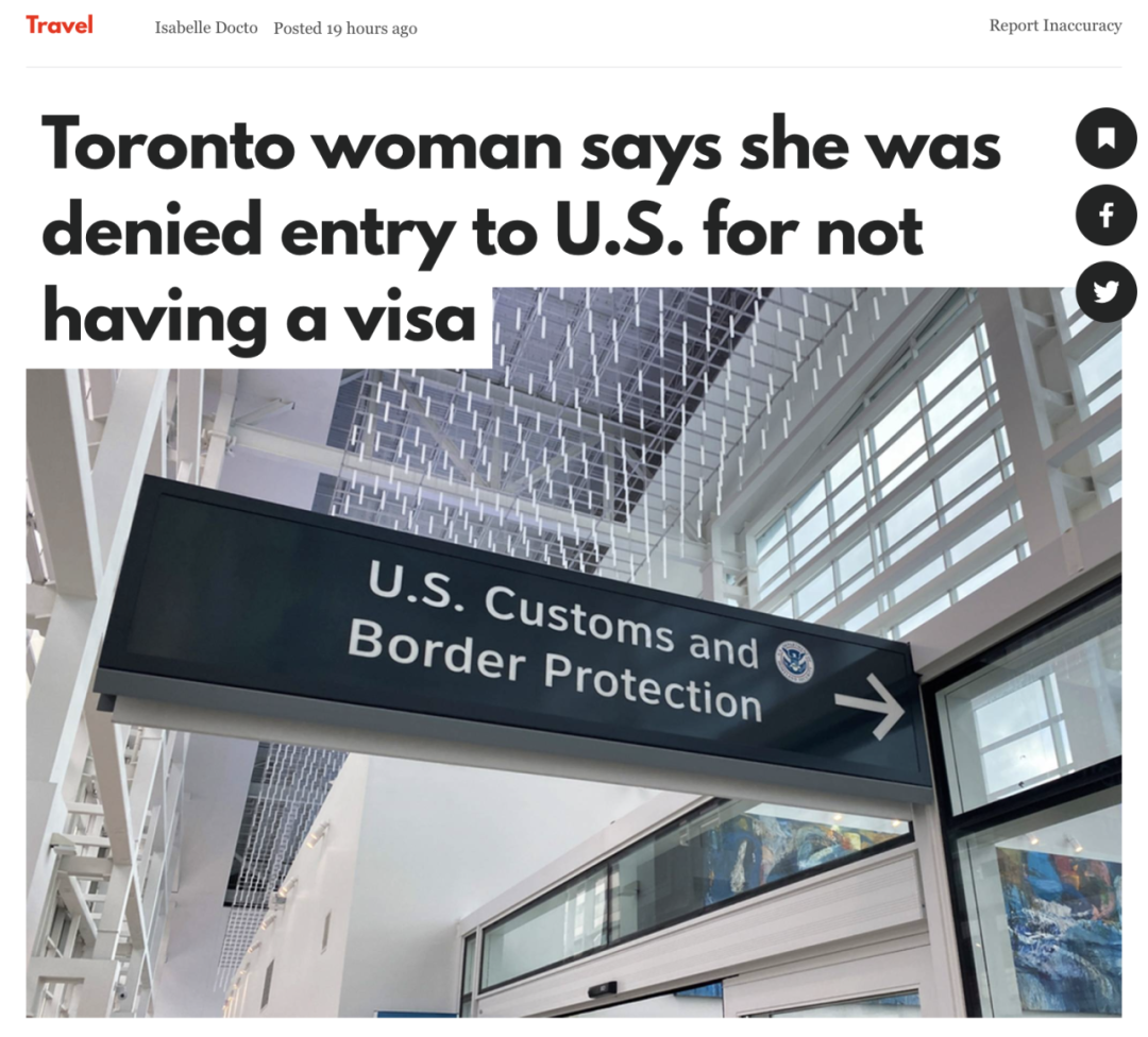 加拿大籍不能免签入境美国了！网友美国转机被拒入境、还要求签免责协议！