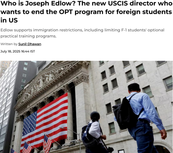重磅！新美国移民局长上任，称要废除OPT、严查H1B、婚绿等，与ICE紧密合作！