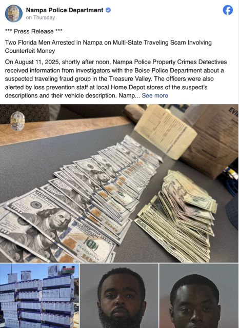 警惕！全美多地惊现万元假钞诈骗案，佛州两男子跨州作案被捕