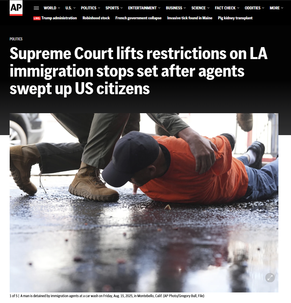 川普大胜！最高法院重磅裁定：任何人，ICE怀疑你是非法移民，就可能被拦截拘留！