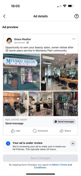 蒙市理髮美容店，便宜轉讓，有8張理髮椅，店面大约900呎，老闆退休