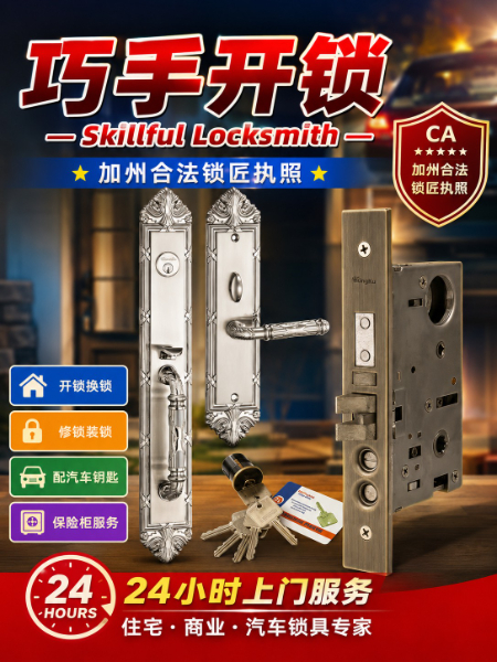 洛杉矶安大略开锁换锁上门配汽车钥匙服务24小时可上门 洛杉矶安大略开锁换锁上门配汽车钥匙服务24小时可上门