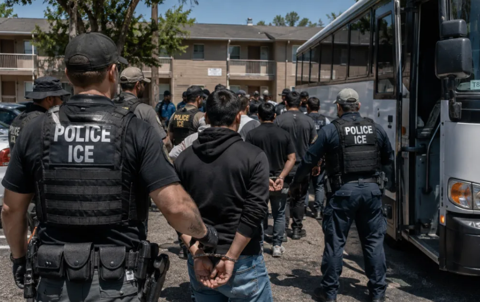 突袭逮捕超1200人!美国一地展开大规模移民执法,ICE:全美还将继续